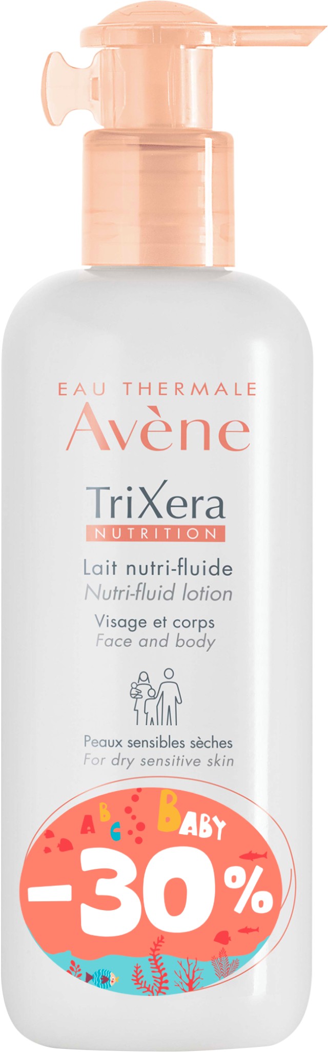 Avène TriXera Nutrition Λεπτόρρευστο Θρεπτικό Γαλάκτωμα Προσώπου - Σώματος για Ξηρό / Πολύ Ξηρό Δέρμα 400ml -30% Επί Της Λιανικής