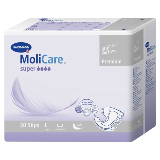 Hartmann MoliCare Premium Soft Νυκτός Μέγεθος:Large 4 Σταγόνες Πάνες Ακράτειας Ενηλίκων 30 Τεμάχια [169650]