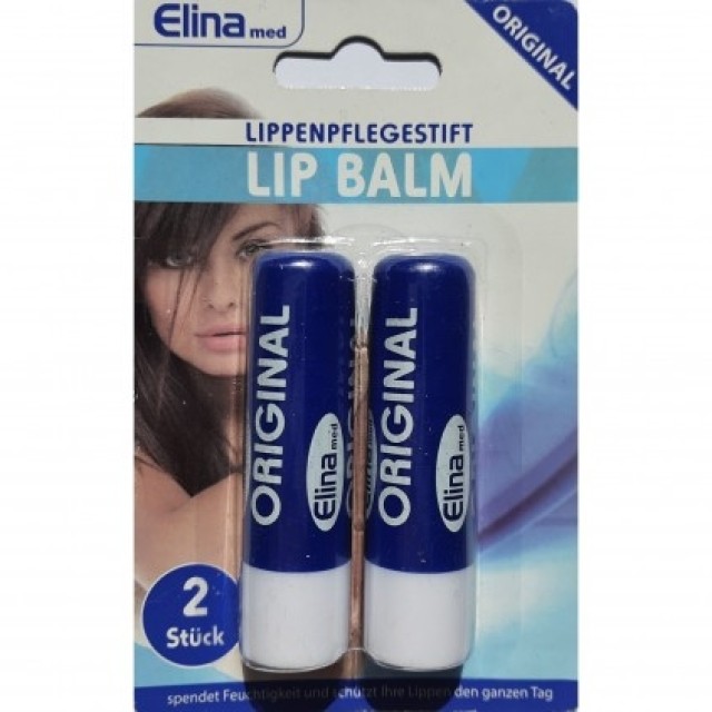 Elina Med Lip Balm Original Ενυδατικό Βάλσαμο Χειλιών για Ευαίσθητα - Σκασμένα Χείλη 2 Τεμάχια x 4.3gr