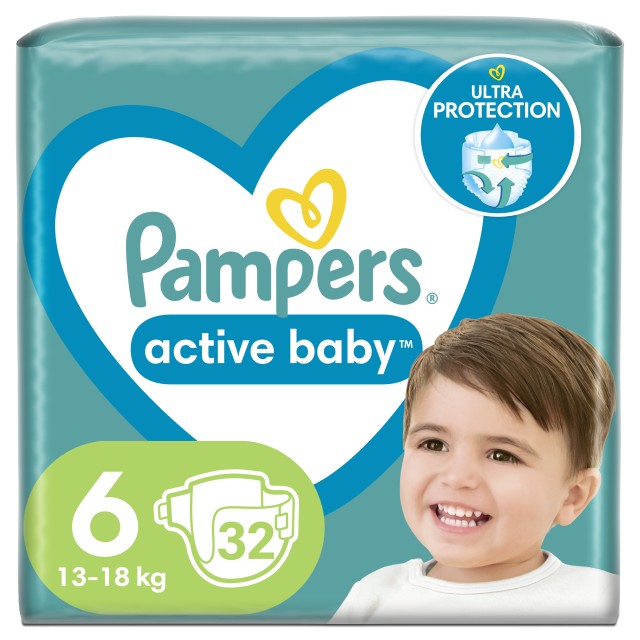 Pampers Active Baby Μέγεθος 6 [13-18kg] 32 Πάνες