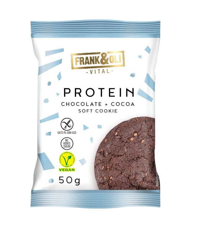 Frank & Oli Soft Vegan Protein Cookie Chocolate & Cocoa Μαλακό Μπισκότ &hellip;