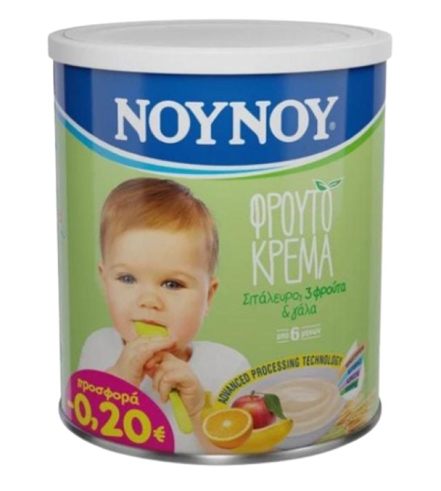 ΝΟΥΝΟΥ Φρουτόκρεμα Σιτάλευρο 3 Φρούτα & Γάλα από 6m+ 300gr [-0,20€ Sti …