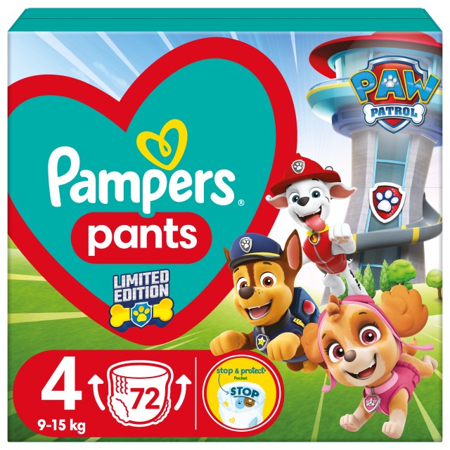 Pampers Pants PAW Patrol Μέγεθος 4 [9-15kg] 72 Πάνες - Βρακάκι