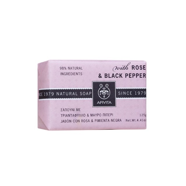 Apivita Φυσικό Σαπούνι με Τριαντάφυλλο & Μαύρο Πιπέρι 125gr