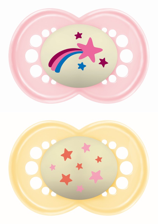 Mam Original Night 16m+ Ορθοδοντική Πιπίλα Σιλικόνης Νυκτός & Θήκη Ροζ …