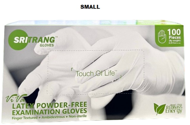 Sri Trang Γάντια Λάτεξ Λευκά Χωρίς Πούδρα Μέγεθος:Small 100 Τεμάχια