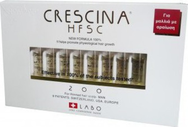 Labo Crescina HFSC 100% 200 Man Θεραπεία Κατά Της Αραίωσης Των Μαλλιών Για Άνδρες 20 Φιαλίδια