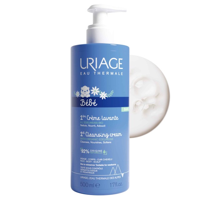 Uriage Lavante Cleansing Cream 1η Βρεφική Καθαριστική Κρέμα Μπάνιου Προσώπου - Σώματος Χωρίς Σαπούνι 500ml