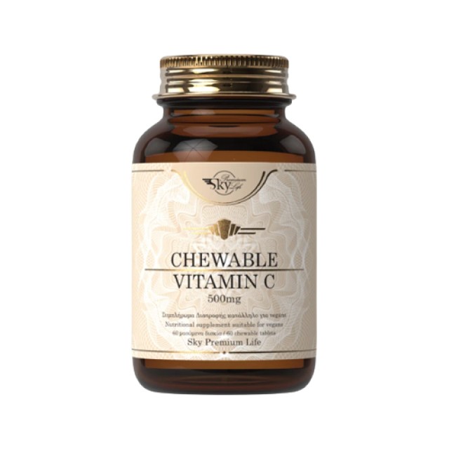 Sky Premium Life Chewable Vitamin C 500mg Συμπλήρωμα Διατροφής για Δυνατό Ανοσοποιητικό με Αντιοξειδωτικές Ιδιότητες 60 Μασώμενα Δισκία