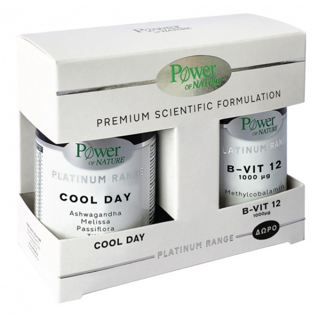 Power of Nature PROMO Platinum Range Cool Day για την Φυσιολογική Λειτουργία του Νευρικού Συστήματος 30 Δισκία - ΔΩΡΟ B-Vitamin 12 1000μg 20 Δισκία