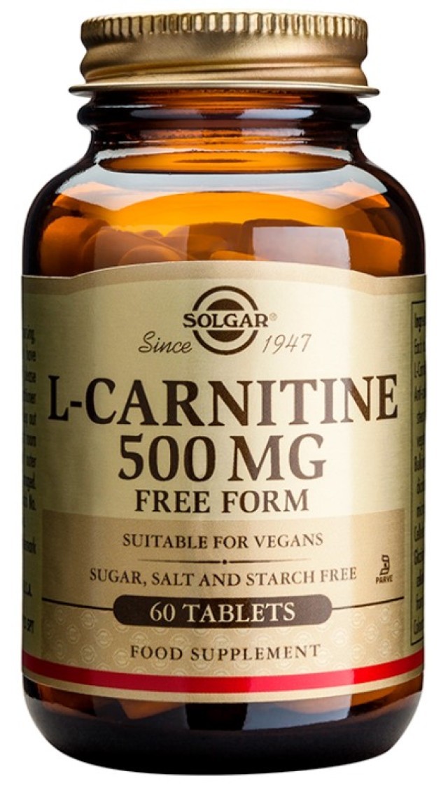 Solgar L-Carnitine 500mg Συμπλήρωμα Διατροφής με Καρνιτίνη για τον Μεταβολισμό 60 Ταμπλέτες