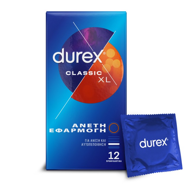 Durex Προφυλακτικά Classic XL Άνετη Εφαρμογή 12 Τεμάχια