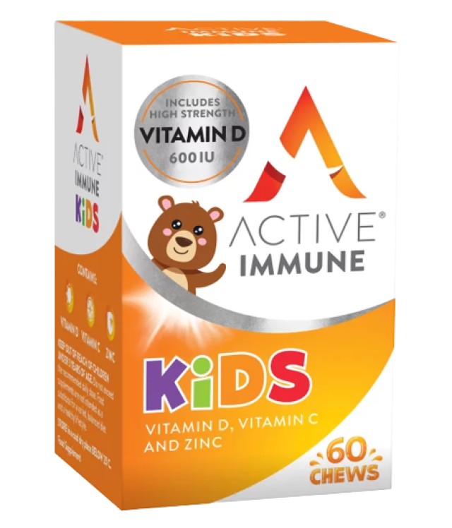 Bionat Active Immune Kids Vitamin D, C & Zinc Παιδικό Συμπλήρωμα Διατροφής για την Ενίσχυση του Ανοσοποιητικού Συστήματος 60 Μασώμενες Ταμπλέτες