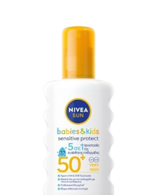 Nivea Sun Babies & Kids Sensitive Protect Spray SPF50+ Παιδικό / Βρεφικό Αντηλιακό 5 σε 1 200ml