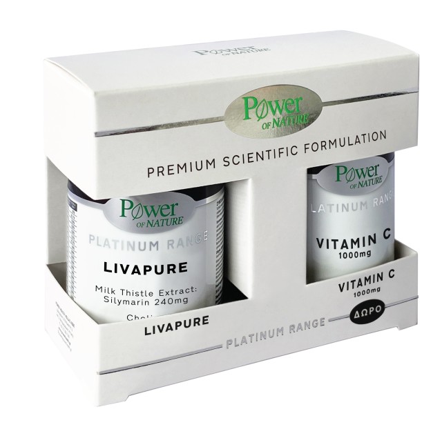 Power of Nature PROMO Platinum Range LivaPure 240mg Συμπλήρωμα Διατροφής για την Προστασία του Ήπατος 30 Ταμπλέτες- ΔΩΡΟ Vitamin C 1000mg 20 Ταμπλέτες