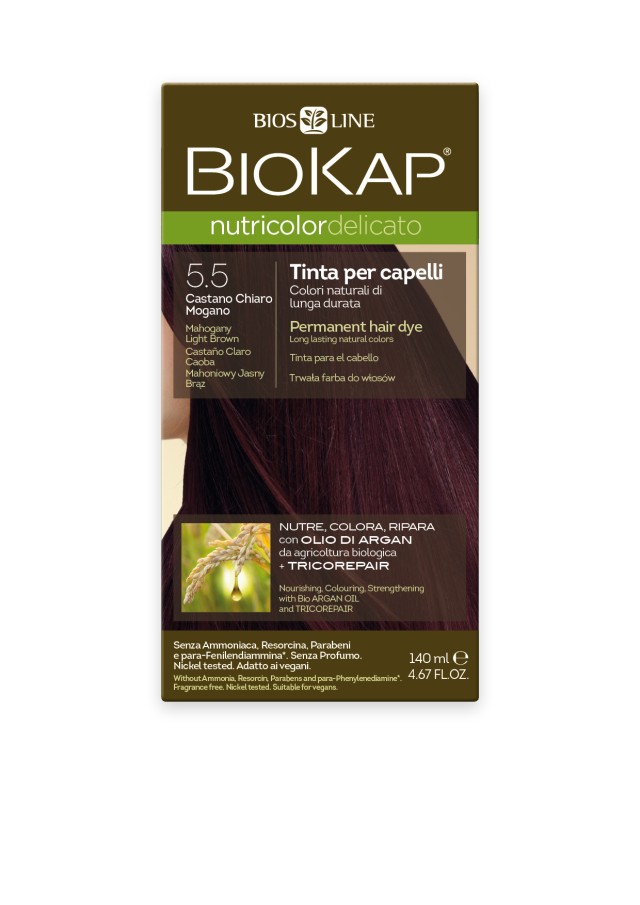Biokap Nutricolor Delicato No5.5 Mahogany Light Brown Βαφή Μαλλιών Κασ …