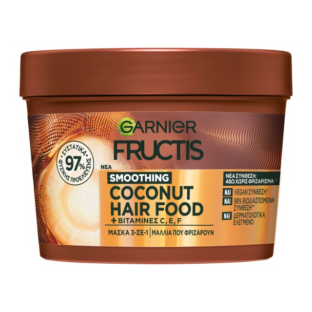 Garnier Fructis Smoothing Hairfood Coconut Μάσκα Μαλλιών 3 σε 1 400ml