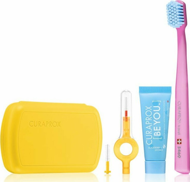 Curaprox Travel Set Φροντίδα Στοματικής Υγιεινής Χρώματος Κίτρινο