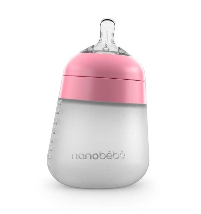 Nanobebe Advanced Flexy Bottle Μπιμπερό Σιλικόνης για 0m+ Ροζ με Θηλή Αργής Ροής 270ml