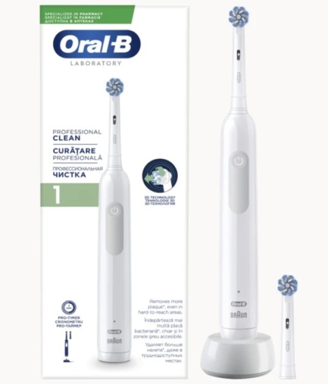 Oral B Professional Clean Ηλεκτρική Οδοντόβουρτσα Λευκό 1 Τεμάχιο