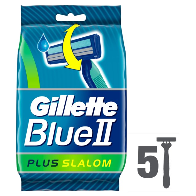 Gillette Blue II Plus Slalom Sens  - Ανδρικά Ξυραφάκια Μιας Χρήσης 5 Τεμάχια