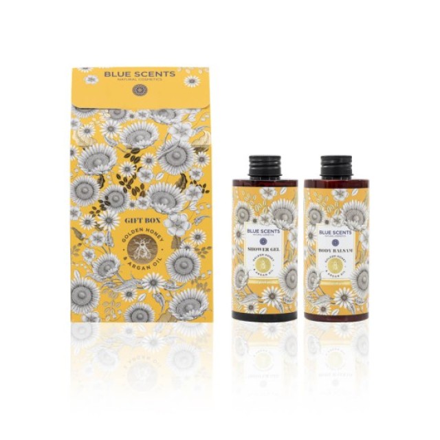 Blue Scents Gift Box Golden Honey & Argan Oil Shower Gel Αφρόλουτρο Σώματος 300ml - Body Balsam Ενυδατικό Γαλάκτωμα Σώματος 300ml