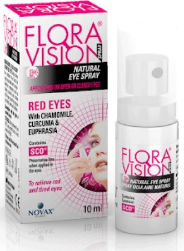 Novax Pharma Flora Vision Red Eyes Natural Spray Οφθαλμικό Φυσικό Σπρέι για Κόκκινα Μάτια 10ml