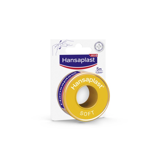 Hansaplast Αυτοκόλλητη Επιδεσμική Ταινία Soft Υποαλλεργική 2,5cm x 5m 1 Τεμάχιο