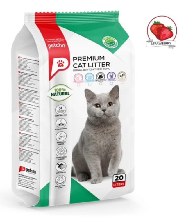 Petclay Strawberry Άμμος για Γάτες με Άρωμα Φράουλα 20lt
