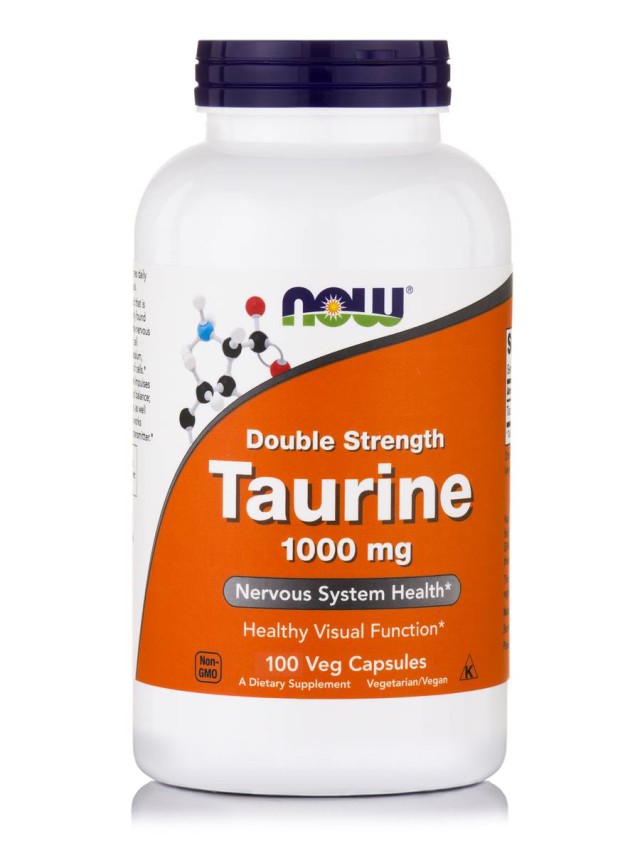 Now Foods Taurine Double Strength 1000mg Συμπλήρωμα Διατροφής Για Τη Σωστή Λειτουργία Του Εγκεφάλου 100 Κάψουλες