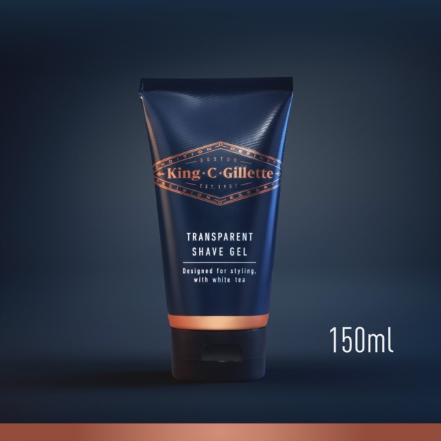 Gillette King C. Gillette Men’s Transparent Shaving Gel Ανδρικό Διάφανο Gel Ξυρίσματος 150ml