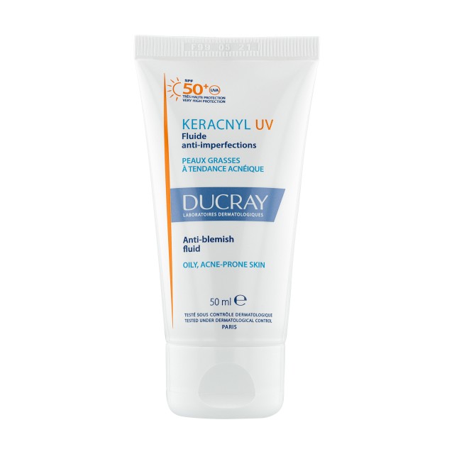 Ducray Keracnyl UV SPF50+ Λεπτόρρευστη Αντηλιακή Κρέμα για Ακνεϊκές Επ …