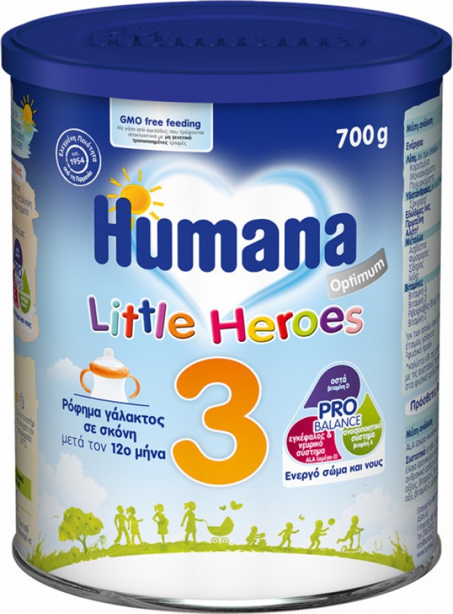 Humana Optimum 3 Little Heroes Ρόφημα Γάλακτος σε Σκόνη Μετά τον 12o Μήνα 700gr