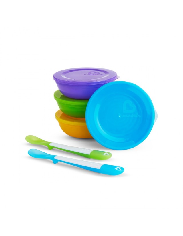 Munchkin Love a Bowls Μπολ με Καπάκι Κίτρινο, Πράσινο, Γαλάζιο, Μωβ 4 …