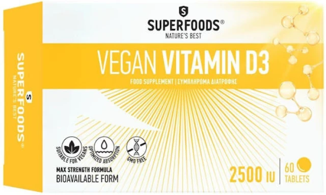 Superfoods Vitamin D3 Vegan 2500IU Immune Supplement, … Superfoods Vitamin D3 Vegan 2500IU Immune Supplement, …