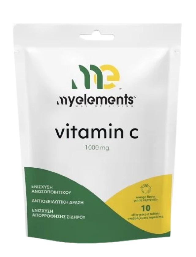 My Elements Vitamin C 1000mg Συμπλήρωμα Διατροφής για Ενίσχυση του Ανοσοποιητικού Γεύση Πορτοκάλι 10 Αναβράζουσες Ταμπλέτες