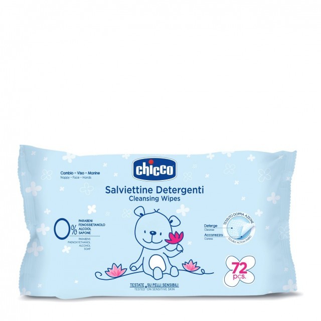 Chicco Cleansing Wipes Απαλά Μωρομάντηλα Καθαρισμού 72 Τεμάχια
