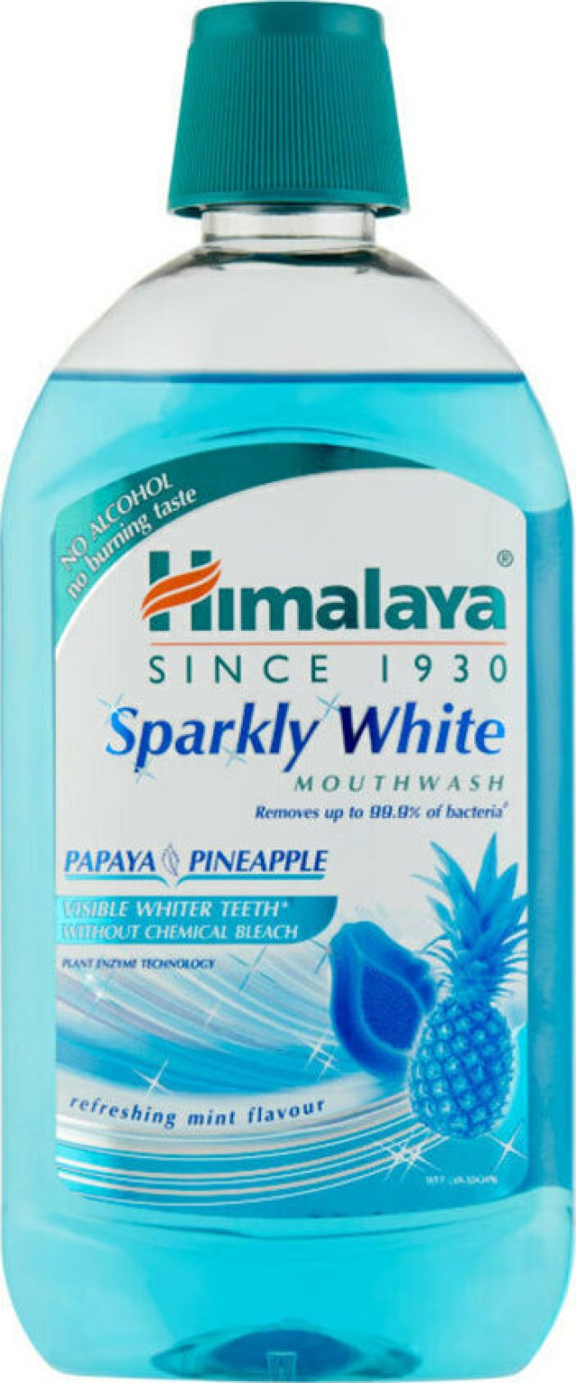 Himalaya Sparkly White Mouthwash Στοματικό Διάλυμα με Παπάγια & Ανανά για πιο Λευκά Δόντια 450ml