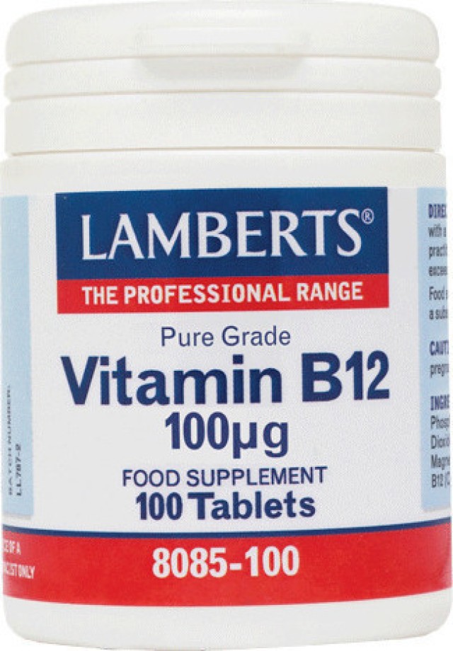 Lamberts Vitamin B12 100μg Συμπλήρωμα Διατροφής για την Φυσιολογική Λειτουργία των Κυττάρων 100 Ταμπλέτες