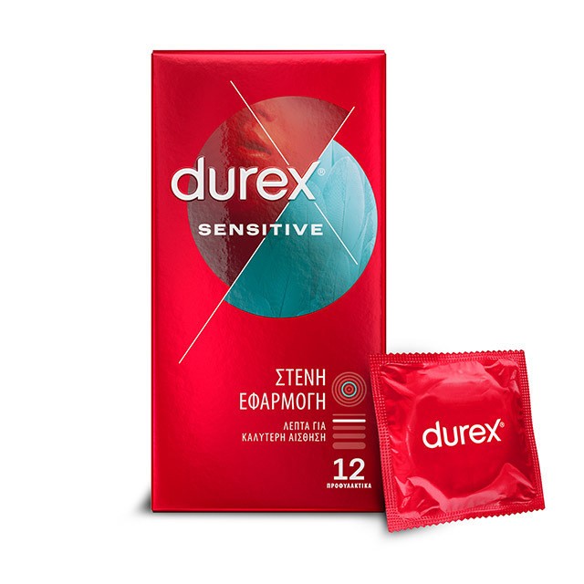 Durex Sensitive Λεπτά Προφυλακτικά με Στενή Εφαρμογή 12 Τεμάχια