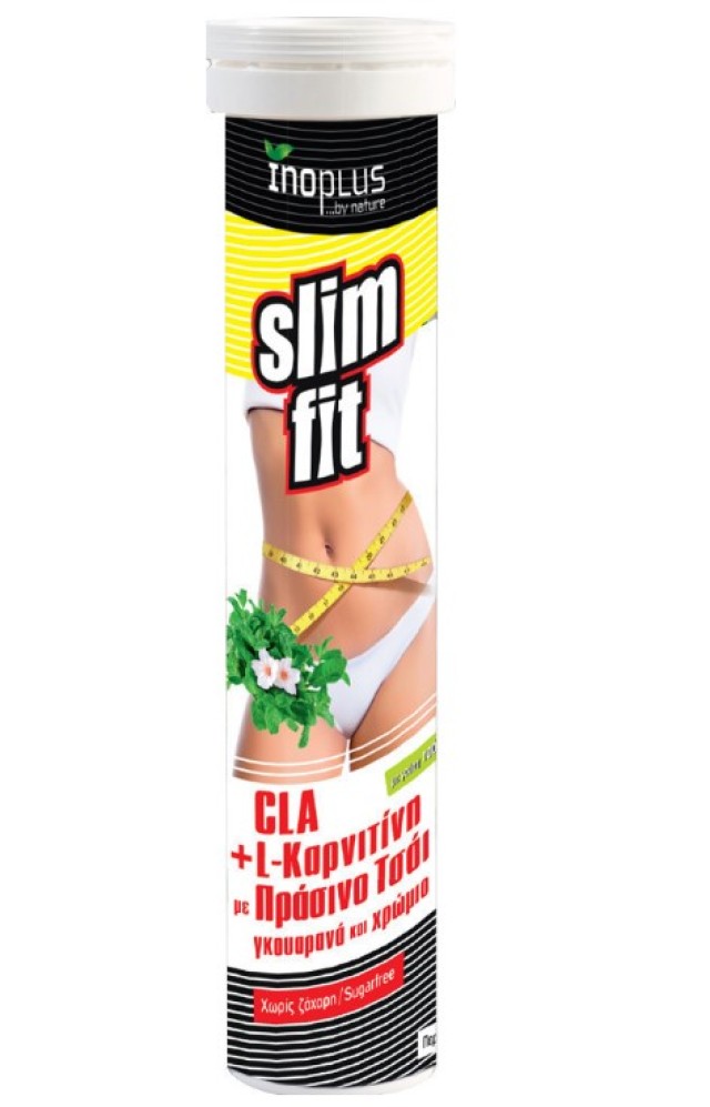 Ino Plus Slim Fit CLA - L-Carnitine Dietary Supplement with Green Tea and Carnitine for Metabolism 20 Effervescent Tablets