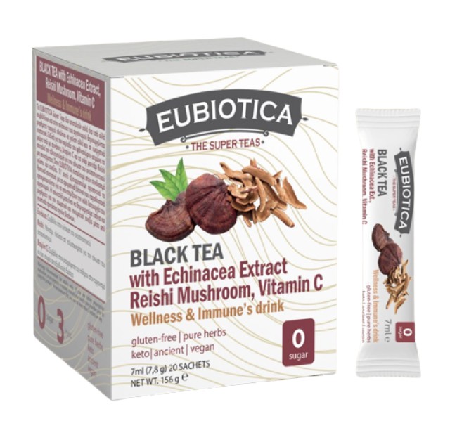 Eubiotica Black Tea Wellness & Immunes Drink Μαύρο Τσάι 20 Φακελάκια x 7ml