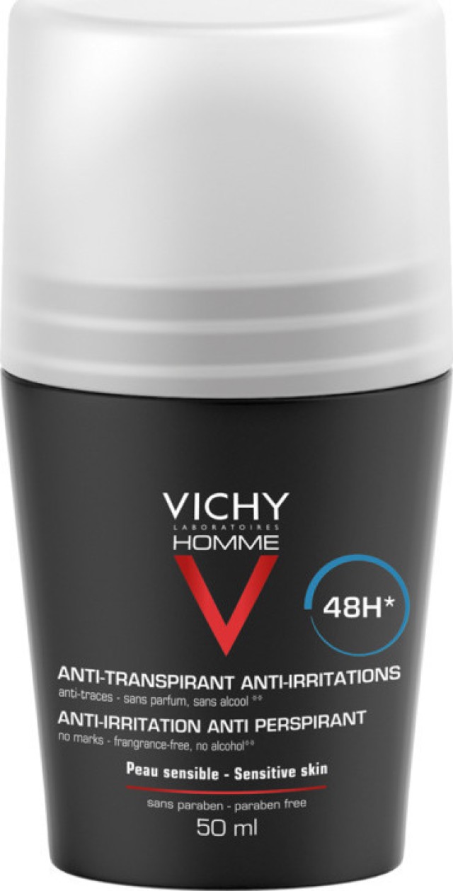 Vichy Homme Deodorant For Sensitive Skin Αποσμητικό Roll-on 48ωρης Προ &hellip;