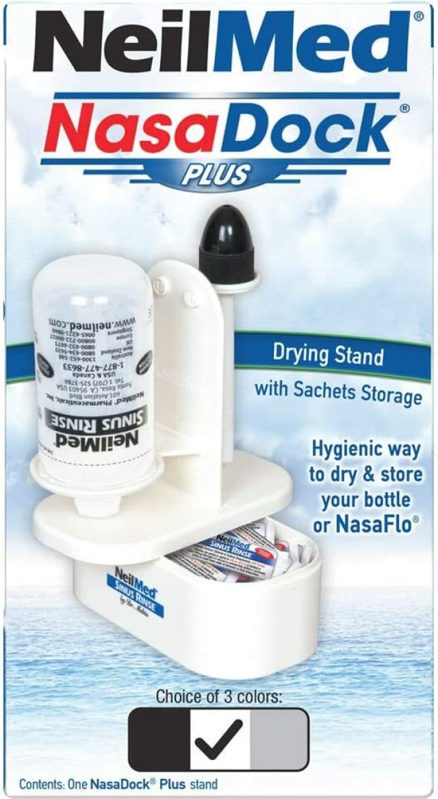 NeilMed Nasa Dock Plus Drying Stand with Packet Storage Βάση Υγιεινής Αποθήκευσης Συσκευής Ρινικών Πλύσεων Sinus Rinse 1 Τεμάχιο