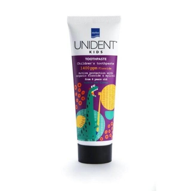 Intermed Unident Kids Toothpaste 1400ppm Παιδική Οδοντόκρεμα από 6 Ετών με Γεύση Τσιχλόφουσκα 50ml