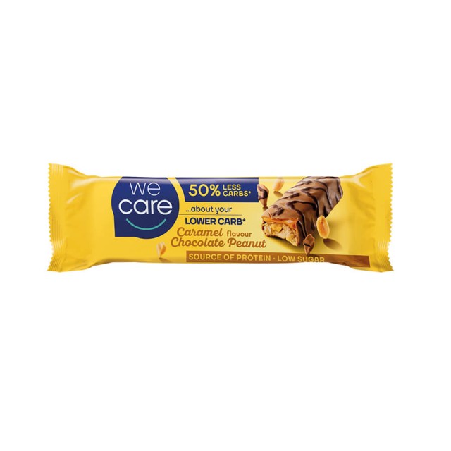 WeCare Lower Carb Caramel Flavor Chocolate Peanut Μπάρα με Γεύση Φυστίκι, Καραμέλα & Επικάλυψη Σοκολάτας 35gr