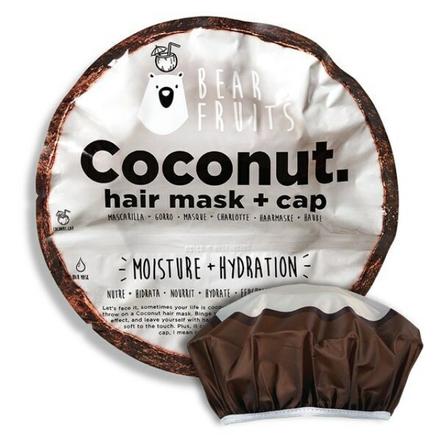 Bear Fruits Coconut Hair Mask + Cap Μάσκα Μαλλιών & Σκουφάκι Καρύδα για Φυσική Υγρασία & Ενυδάτωση 20ml