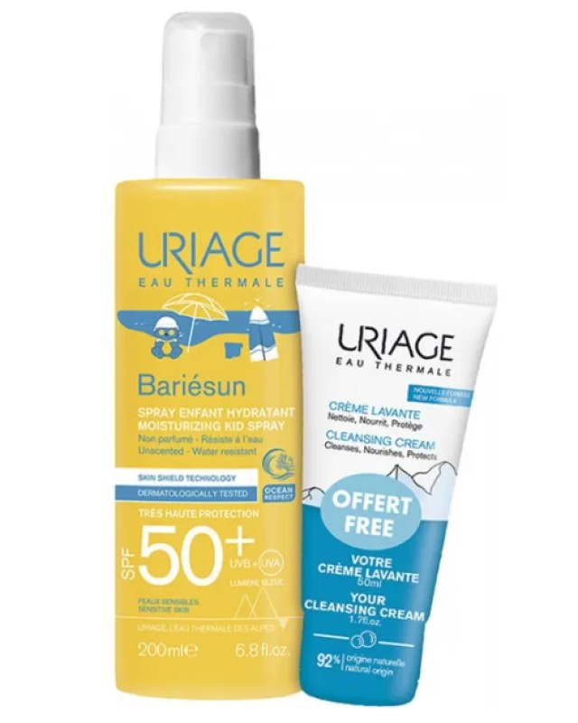 Uriage PROMO Bariesun Kids SPF50+ Παιδικό Αντηλιακό Spray 200ml - ΔΩΡΟ Cleansing Cream Κρέμα Καθαρισμού για Πρόσωπο, Σώμα, Μαλλιά 50ml