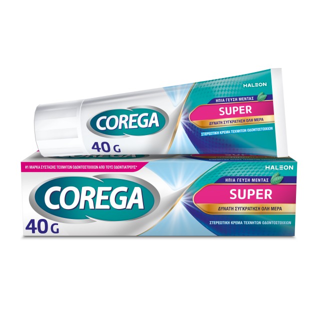 Corega Super, Fixing Cream for Artificial Dentures, Mild Mint Flavor 40gr