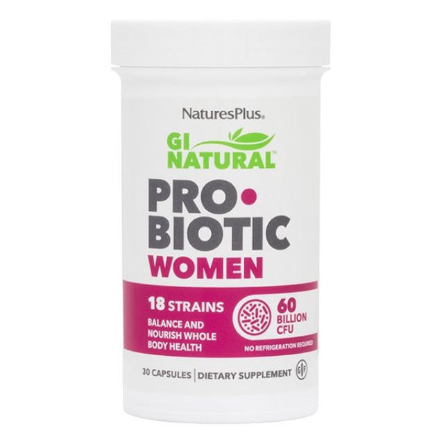 Natures Plus Gi Natural Probiotic Women Προβιοτικά Για Γυναίκες Με Πρεβιοτικές Ίνες & Cranberry 30 Κάψουλες